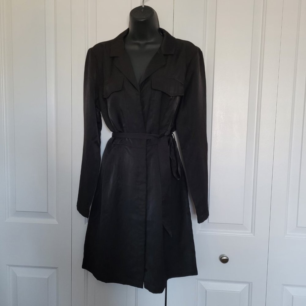 NWT! Dynamite black satin feel wrap dress size L